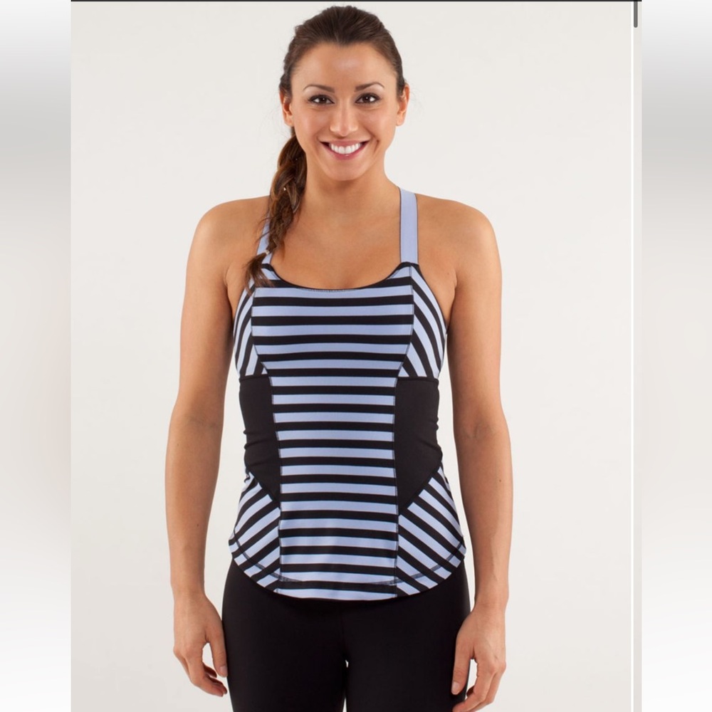 Lululemon Work It Out Tank Sea Stripe Polar Haze Black / Black
